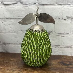 Glass Beaded Tealight Candle Holder Pear Vintage Mid Century